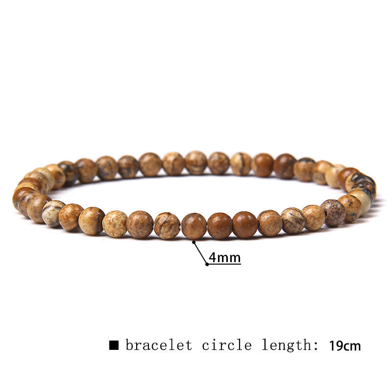 Minimalist Natural Stone Beaded Bracelet - 4mm Gemstone Jewelry for Women