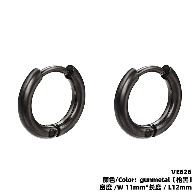 Fashion Solid Color Stainless Steel Hoop Earrings with Bead Accent