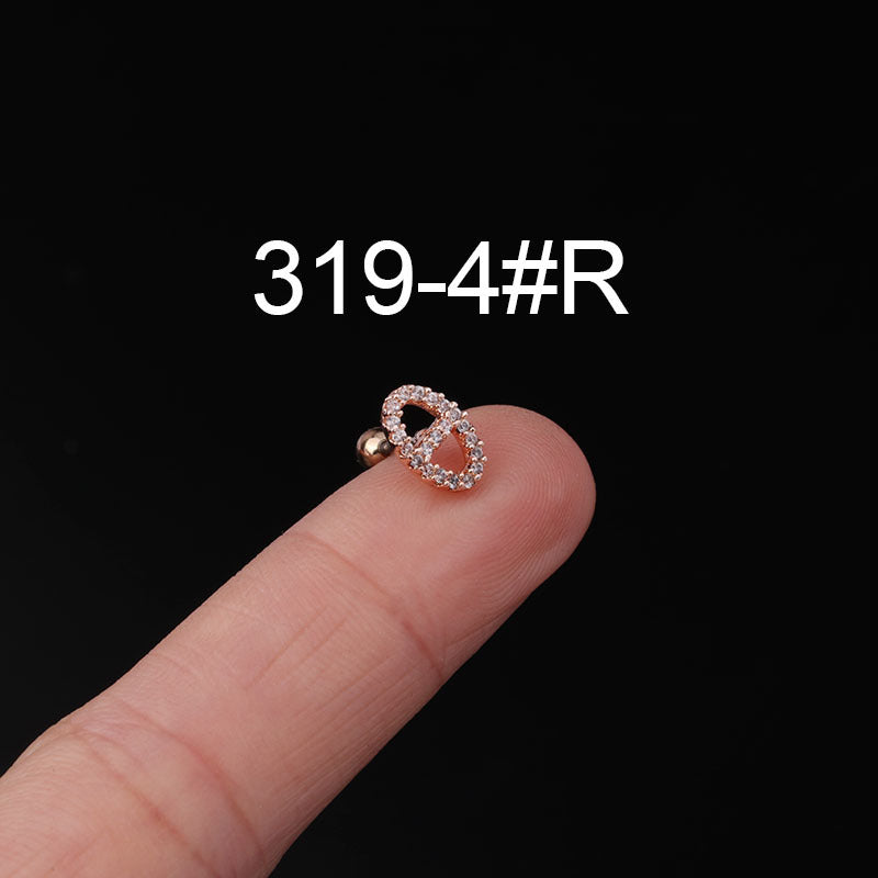Fashion Zircon Copper and Stainless Steel Ear Studs