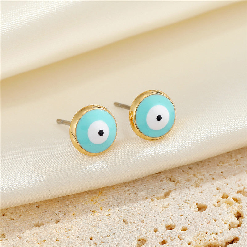 European American Multicolor Turkish Blue Eye Round Earrings
