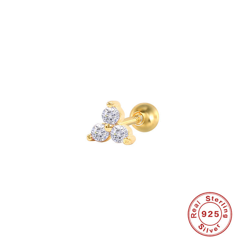 Sterling Silver Zircon Inlay Stud Earrings for Women