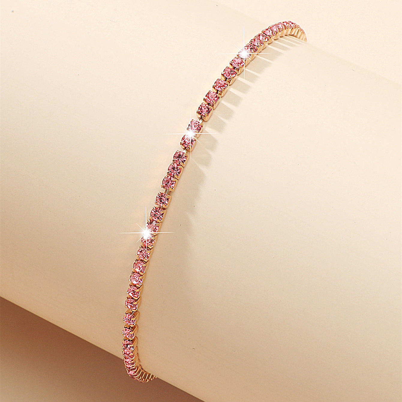 Geometric Elastic Rhinestone Crystal Bracelet 2.0mm Bridal Jewelry