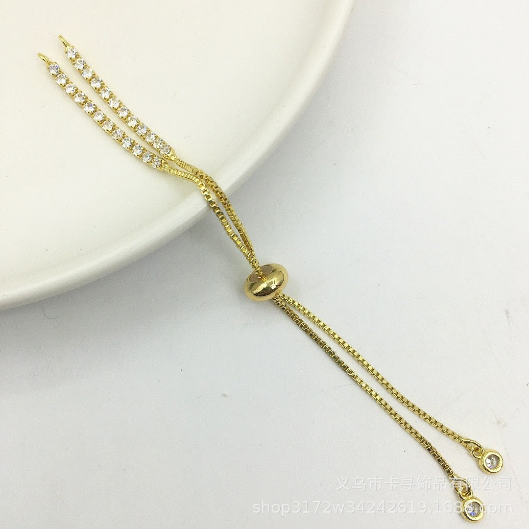 Simple DIY Adjustable Gold-Plated Box Chain Bracelet for Women