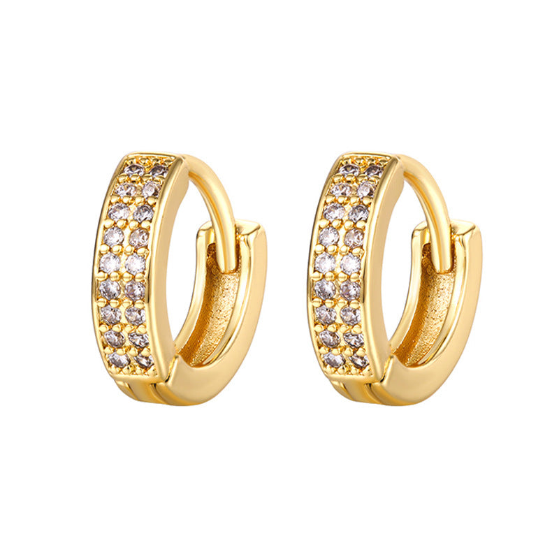 Simple Style Copper Zircon Inlaid Hoop Earrings