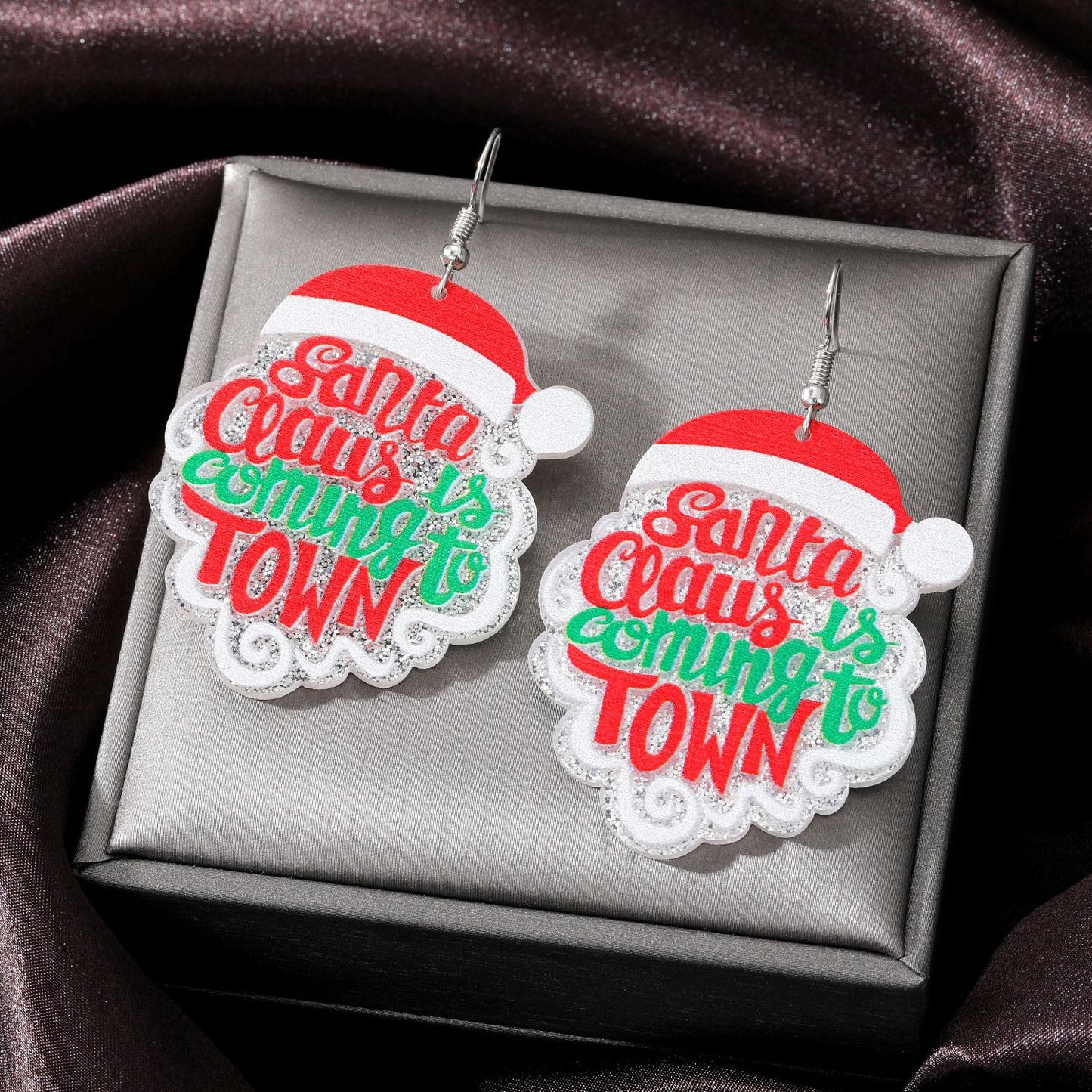 1 Pair Acrylic Christmas Tree Santa Claus Snowman Drop Earrings for Women