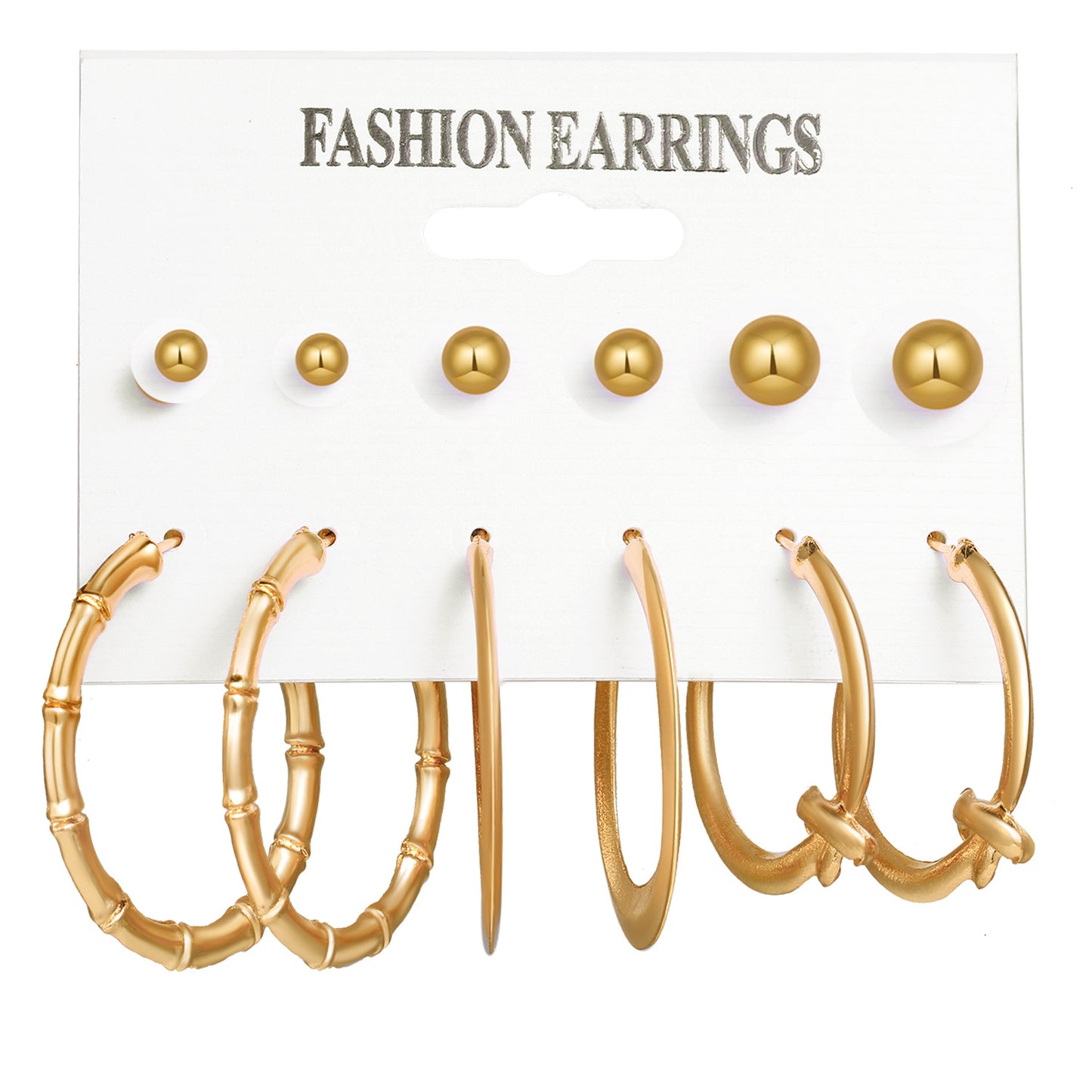 Fashion Geometric Gold Metal & Butterfly Pearl Rhinestone Earrings Set for Women