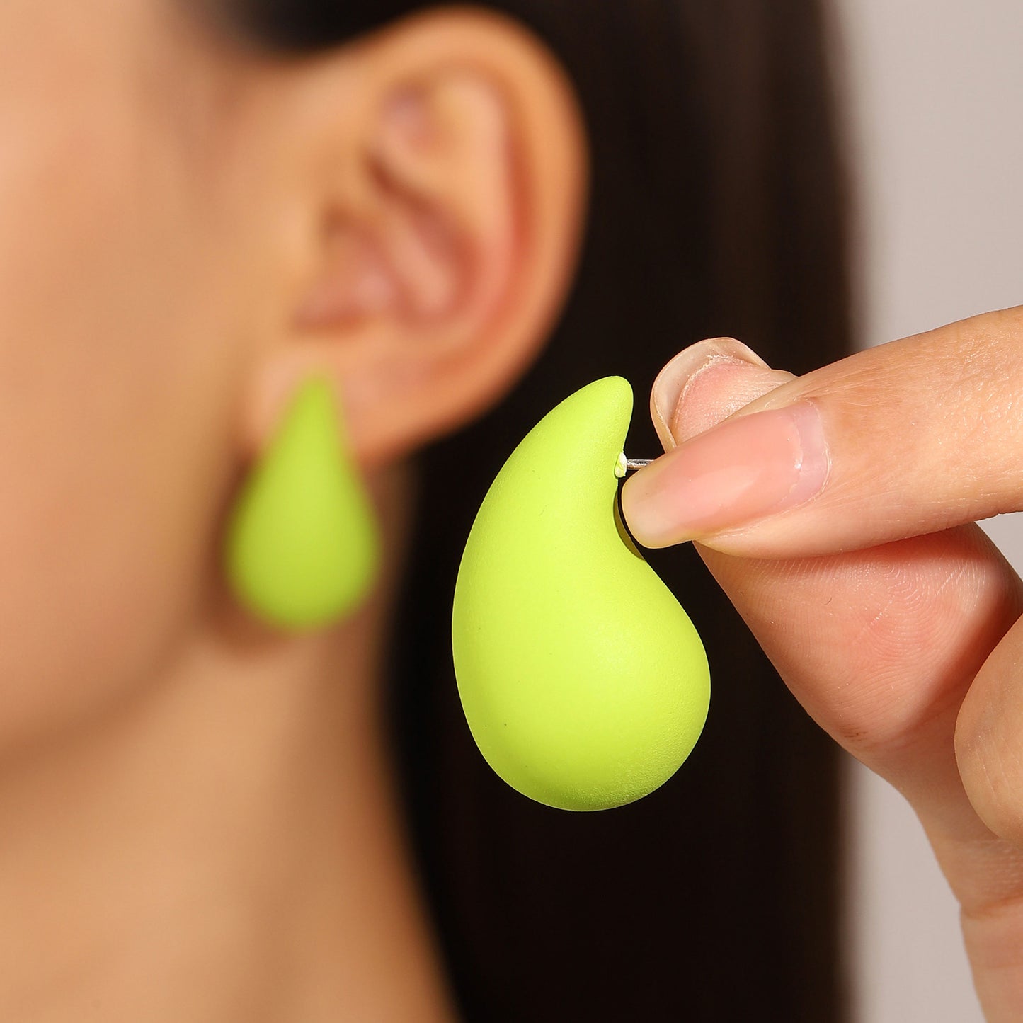 Vintage Water Droplet 14K Gold Plated Silver Stud Earrings