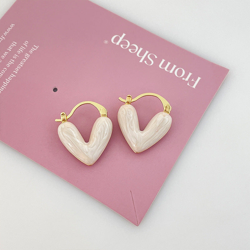 Sweet Heart Alloy Plated Minimalist Hoop Earrings