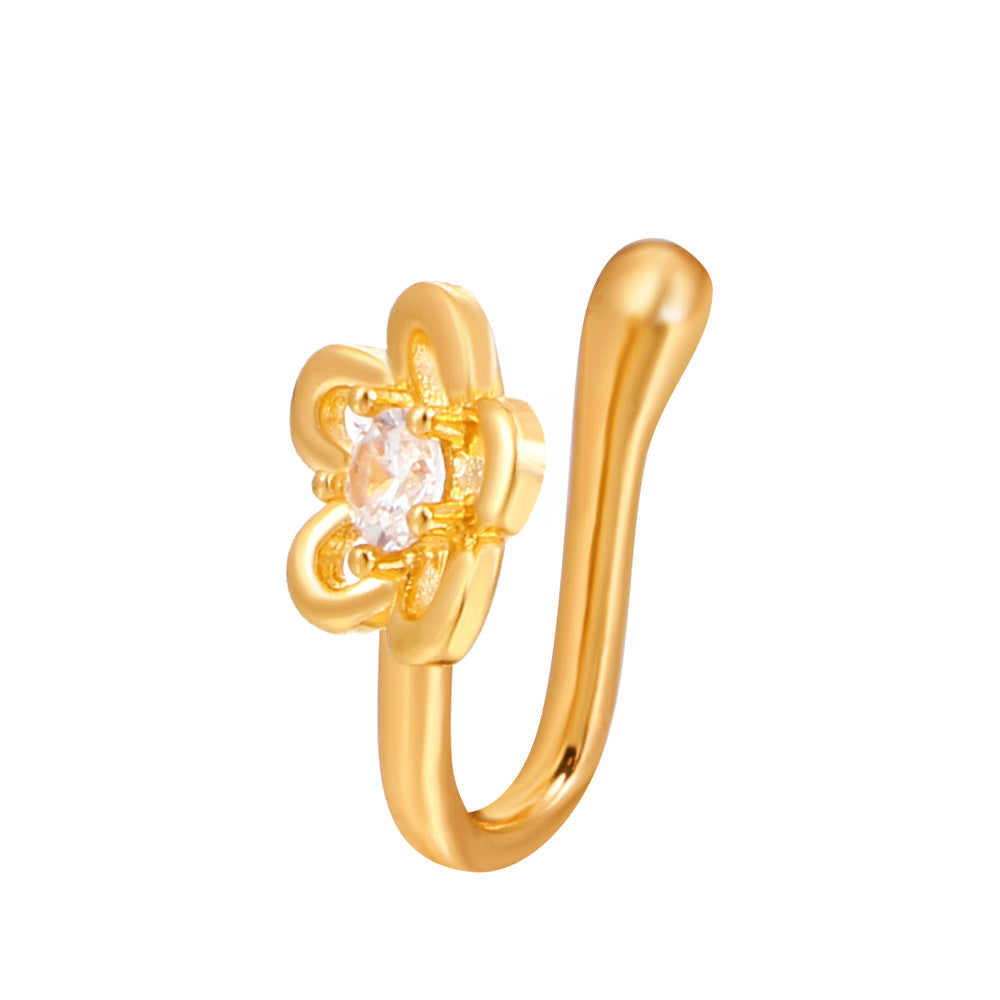 U-Shaped Animal Design Copper Inlaid Zircon Nose Cuff Jewelry