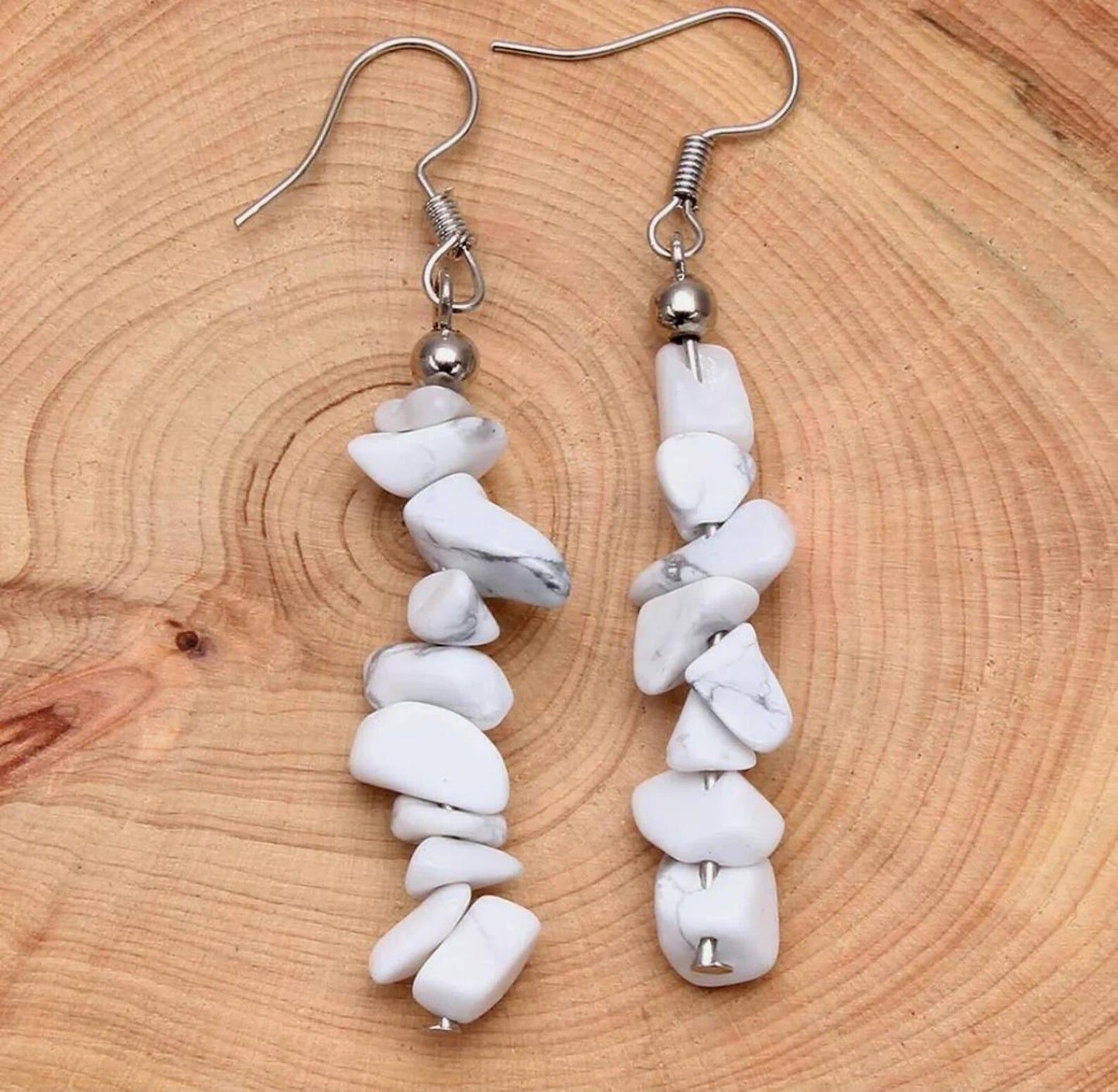 Retro Irregular Natural Crystal Stone Drop Earrings
