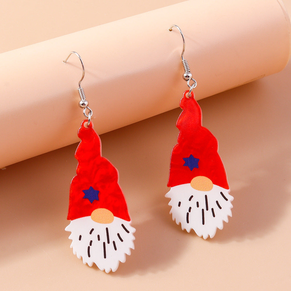 1 Pair Cute Santa Claus Snowman Christmas Drop Earrings