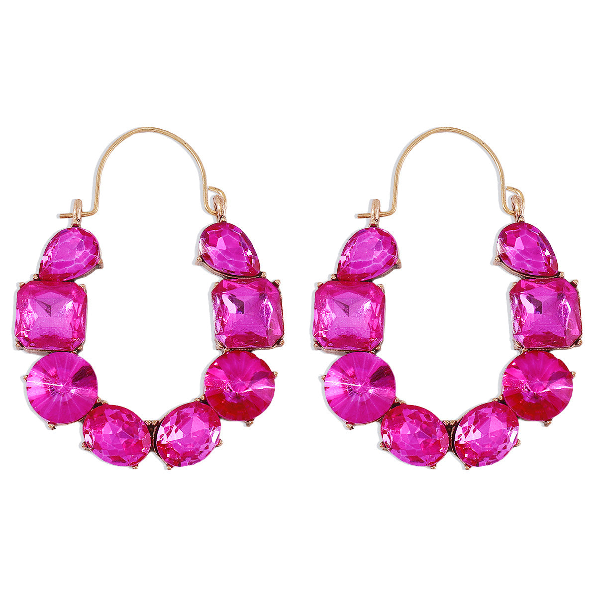 Fashion Geometric Crystal Statement Earrings