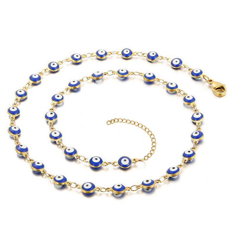 Evil Eye Multicolor Stainless Steel Beaded Bracelet for Women