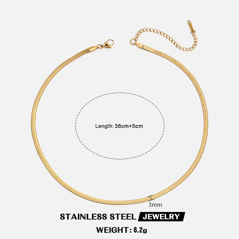 Geometric 18K Gold Plated Stainless Steel Snake Chain Necklace