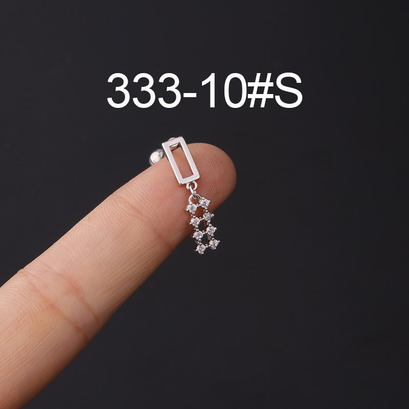 Zircon Copper Stud Earrings with Stainless Steel Screw Back