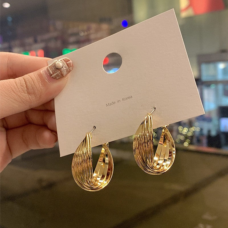 Circle Letter V Earrings - Black and White Statement Hoops for Women