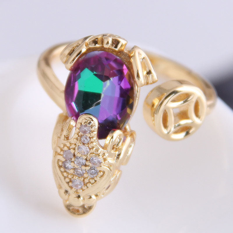Korean Style Zircon Butterfly Adjustable Ring