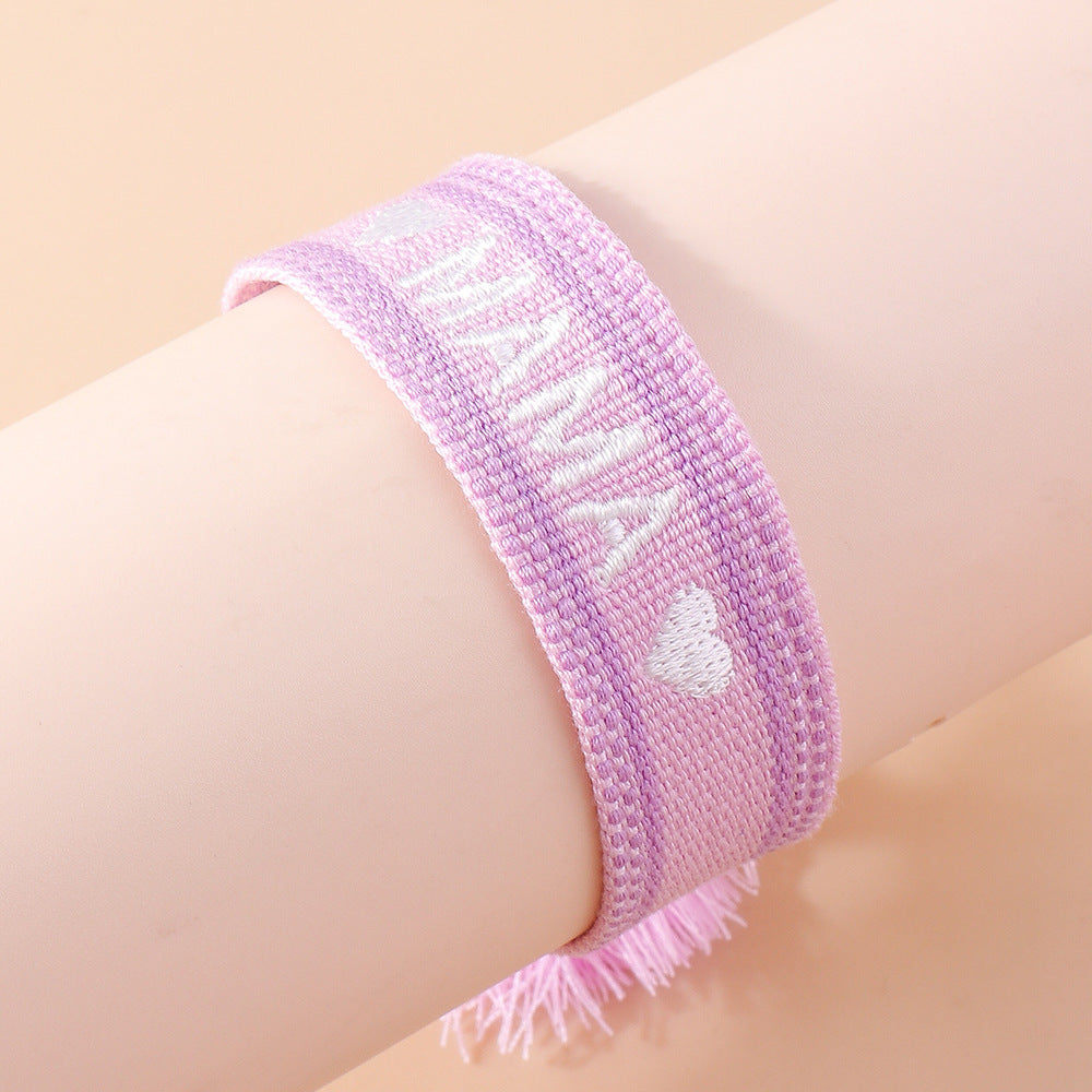 Fashion MAMA Letter Heart Shape Polyester Mother's Day Unisex Bracelet