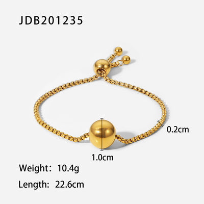 Geometric Stainless Steel Box Chain Bracelet with 18k Gold Plated Round Pendant