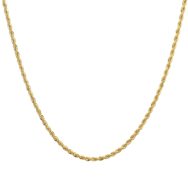 Simple Geometric Stainless Steel Chain Necklace with Pearl and Box Link Design