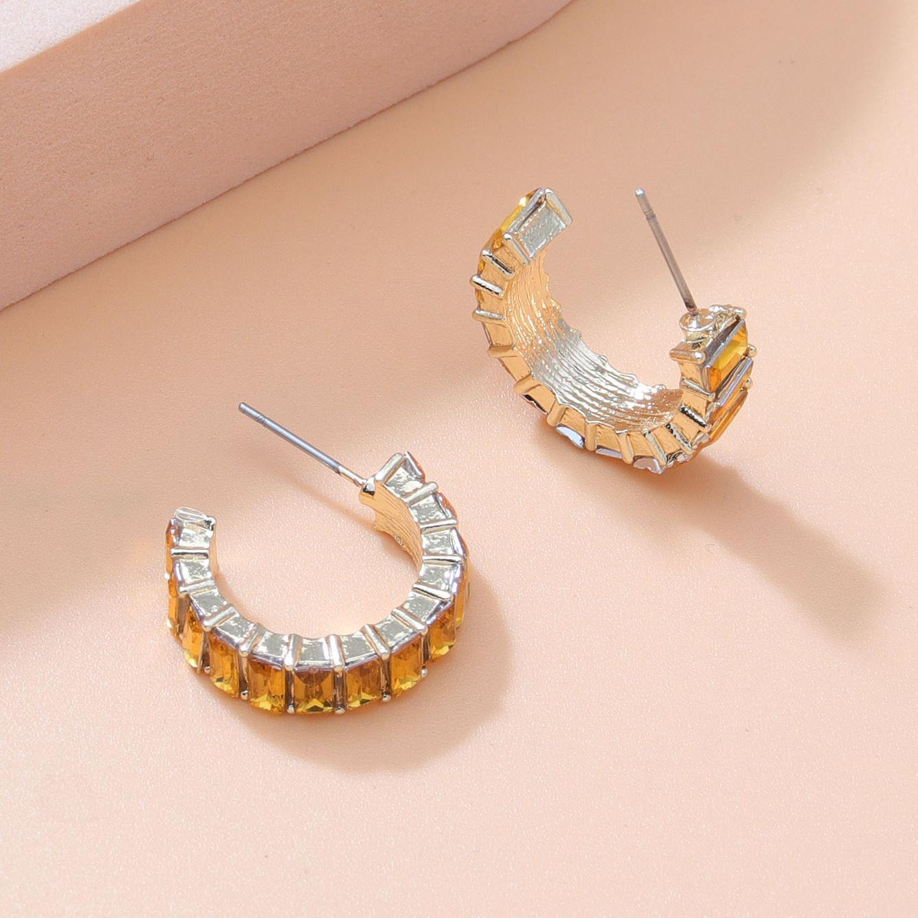 Geometric Alloy Rhinestone Crystal Gem Women's Stud Earrings