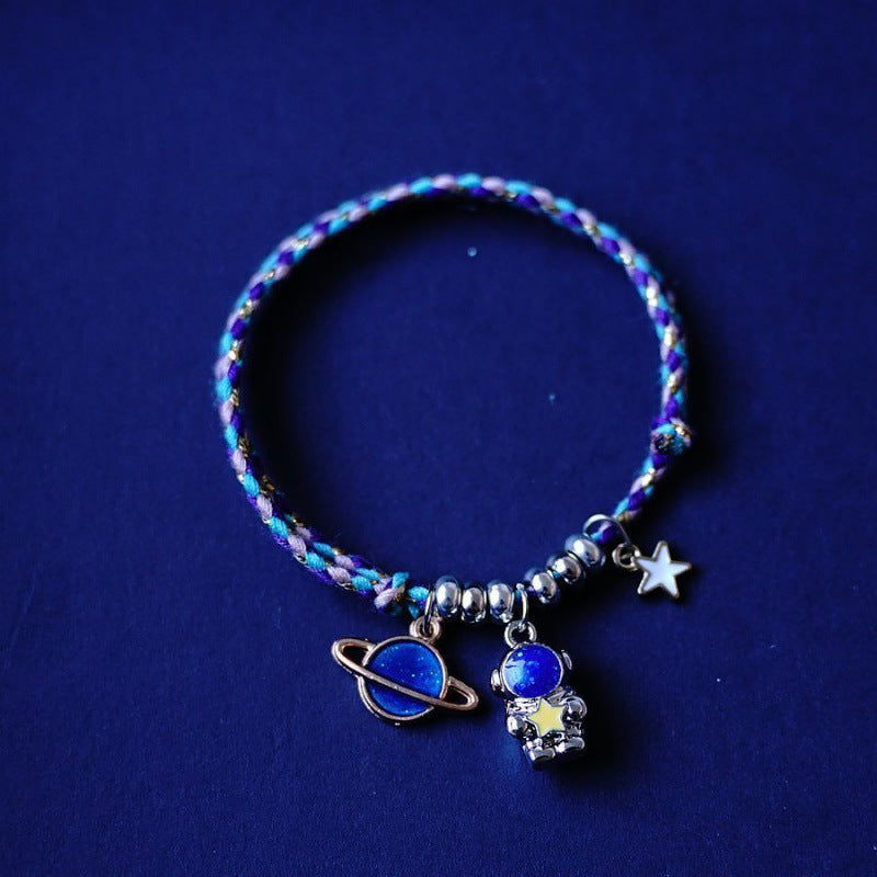 Fashion Astronaut Star and Moon Alloy Knitting Bracelets Set