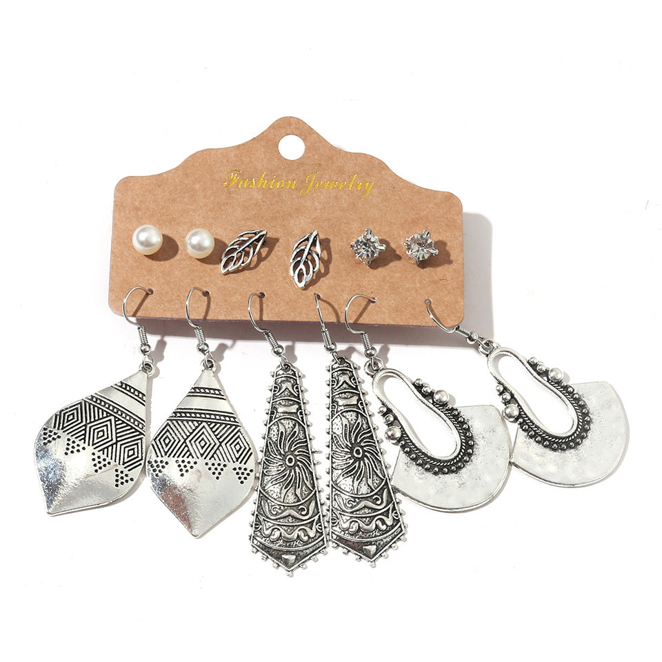 Bohemian Hollow Tassel Earring Set - 6 Pieces