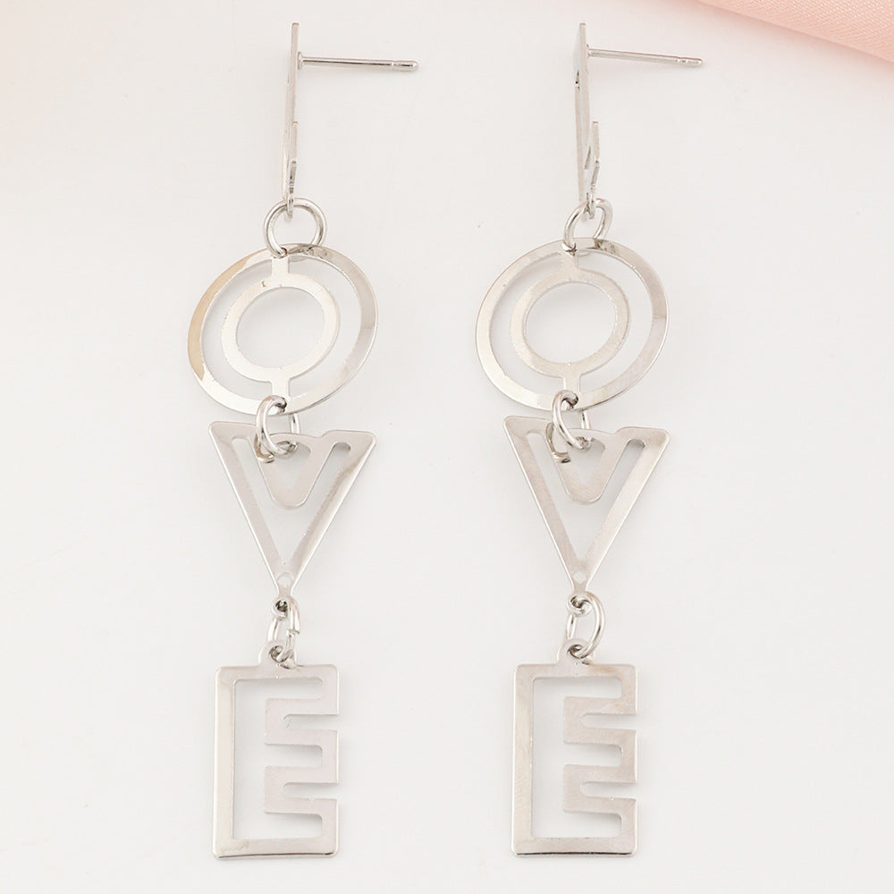 Retro Style Hollow LOVE Letter Earrings - Minimalist French Design