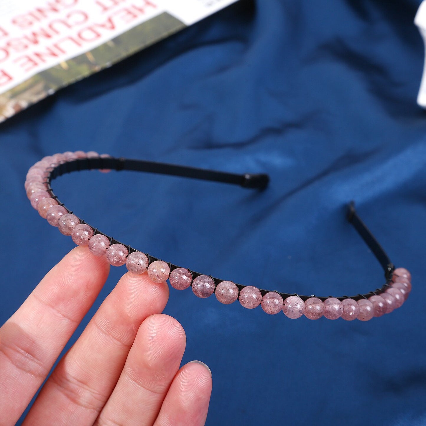 Women's Minimalist Color Block Beaded Crystal Hairband