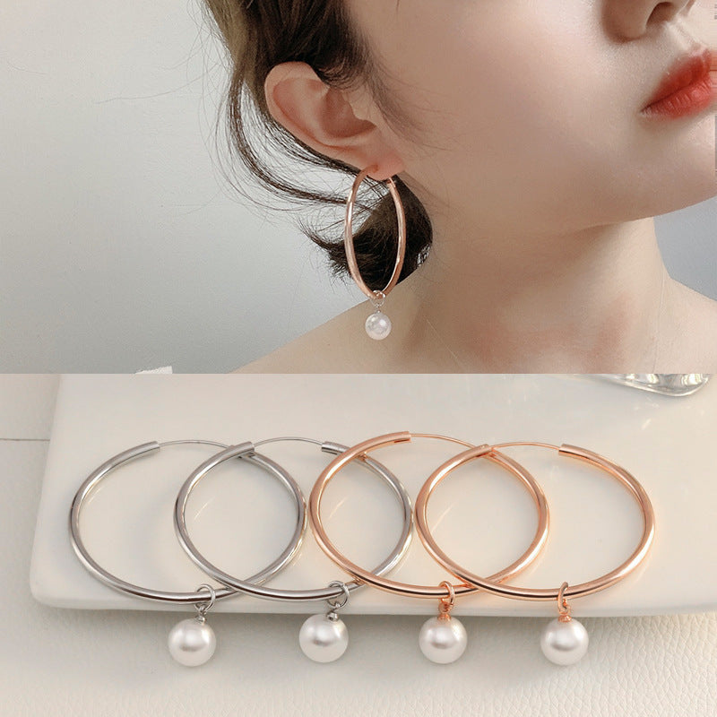 Fashion Geometric Hypoallergenic Silver Hoop Earrings