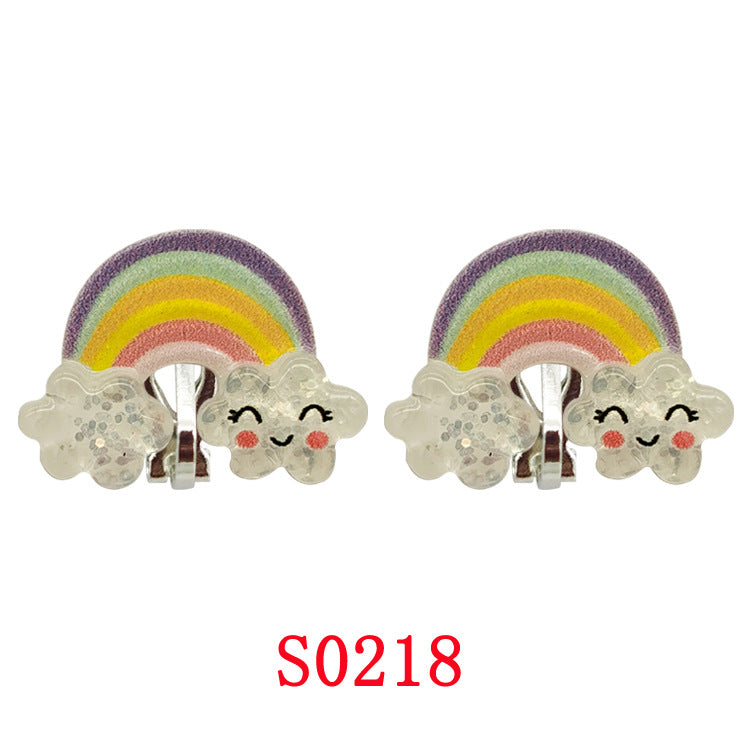 New Cartoon Unicorn Mermaid Clip-On Earrings for Girls