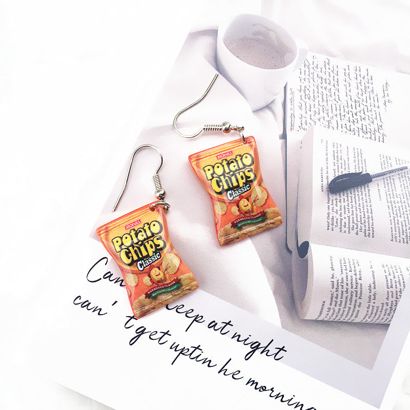 1 Pair Novelty Food Resin Women's Drop Earrings - Creative Handmade Fun Snack Dangle Jewelry