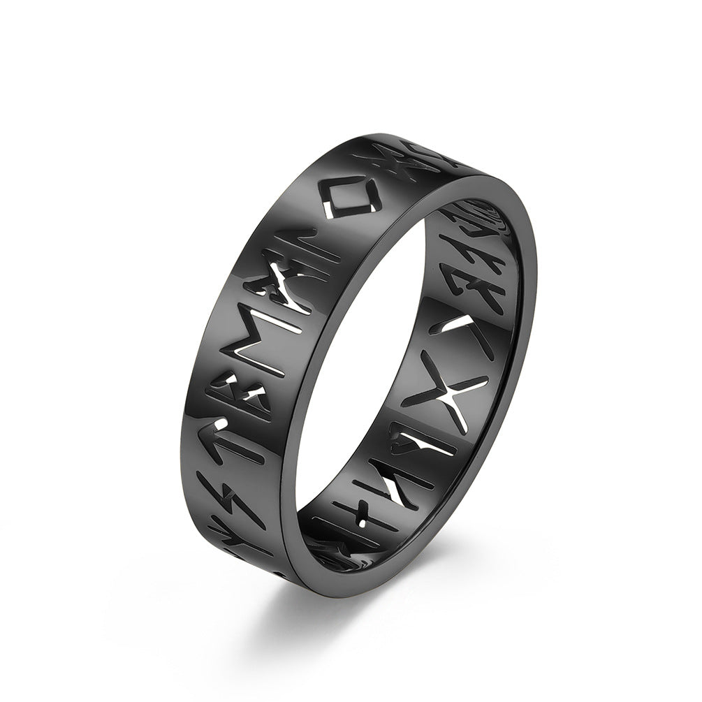 Nordic Rune Stainless Steel Ring for Men and Women