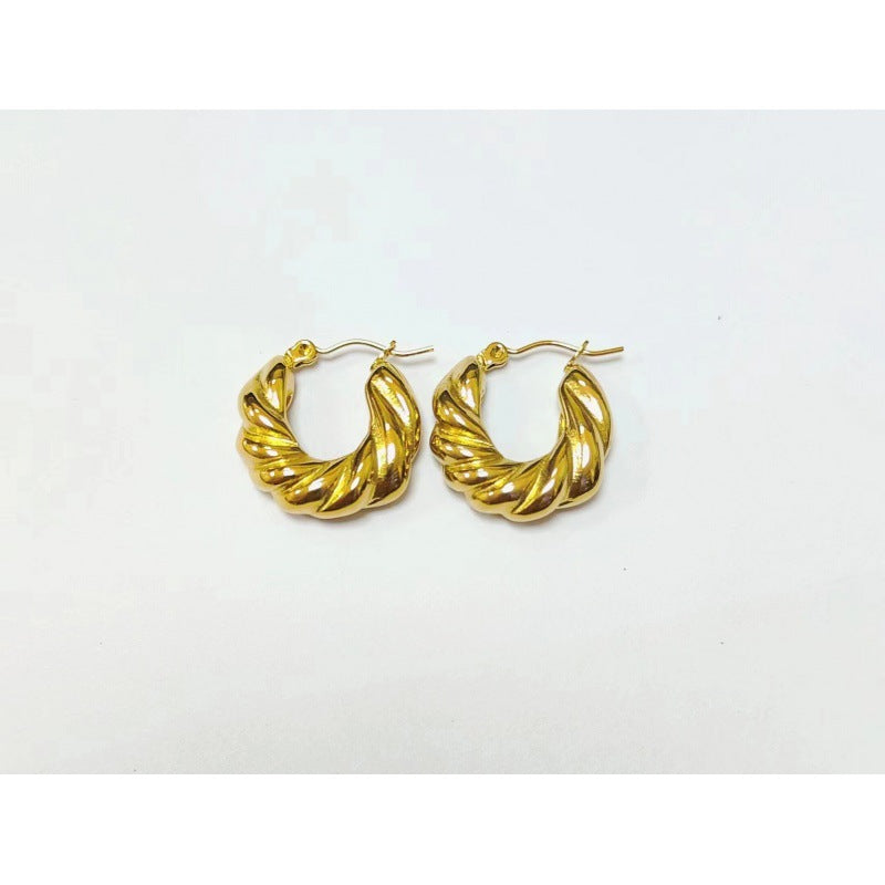 INS Style U Shape Geometric 18K Gold Plated Stainless Steel Earrings