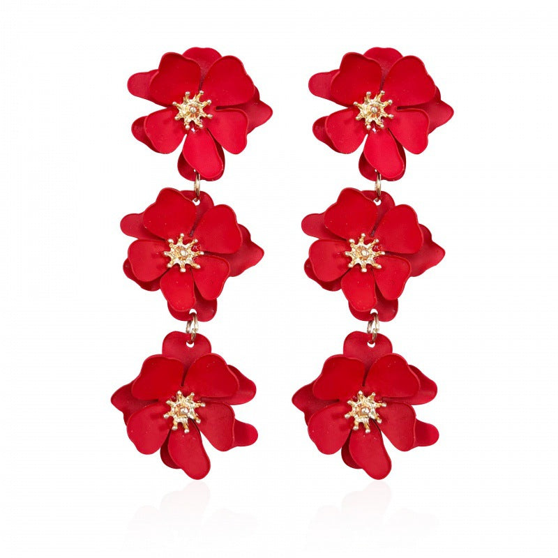Elegant Bohemian Flower Alloy Drop Earrings