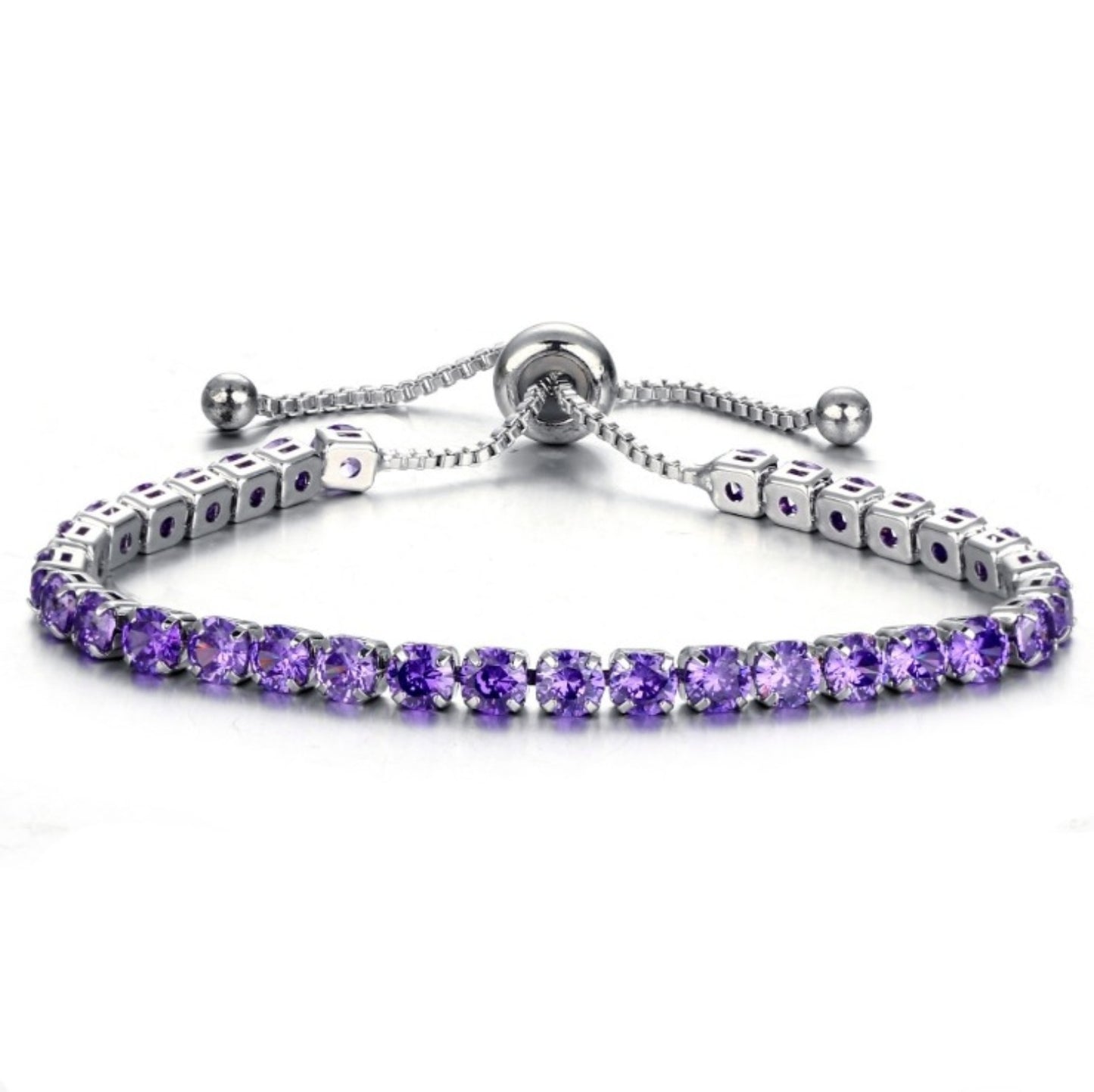 Fashion Adjustable Crystal Pull Bracelet - Gold Plated Zirconia Single Row Design
