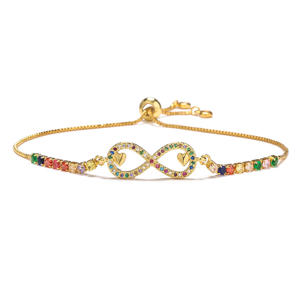 Hand of Fatima Gold Plated Zircon Geometric Bracelet for Women