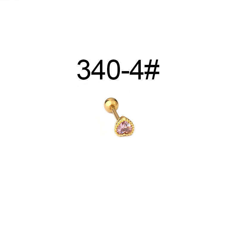 Korean Style Colorful Heart Zircon Barbell Earrings