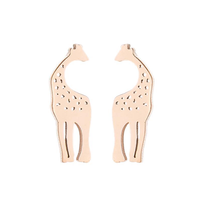 Giraffe Alloy Earrings - Fashionable Stainless Steel Animal Studs