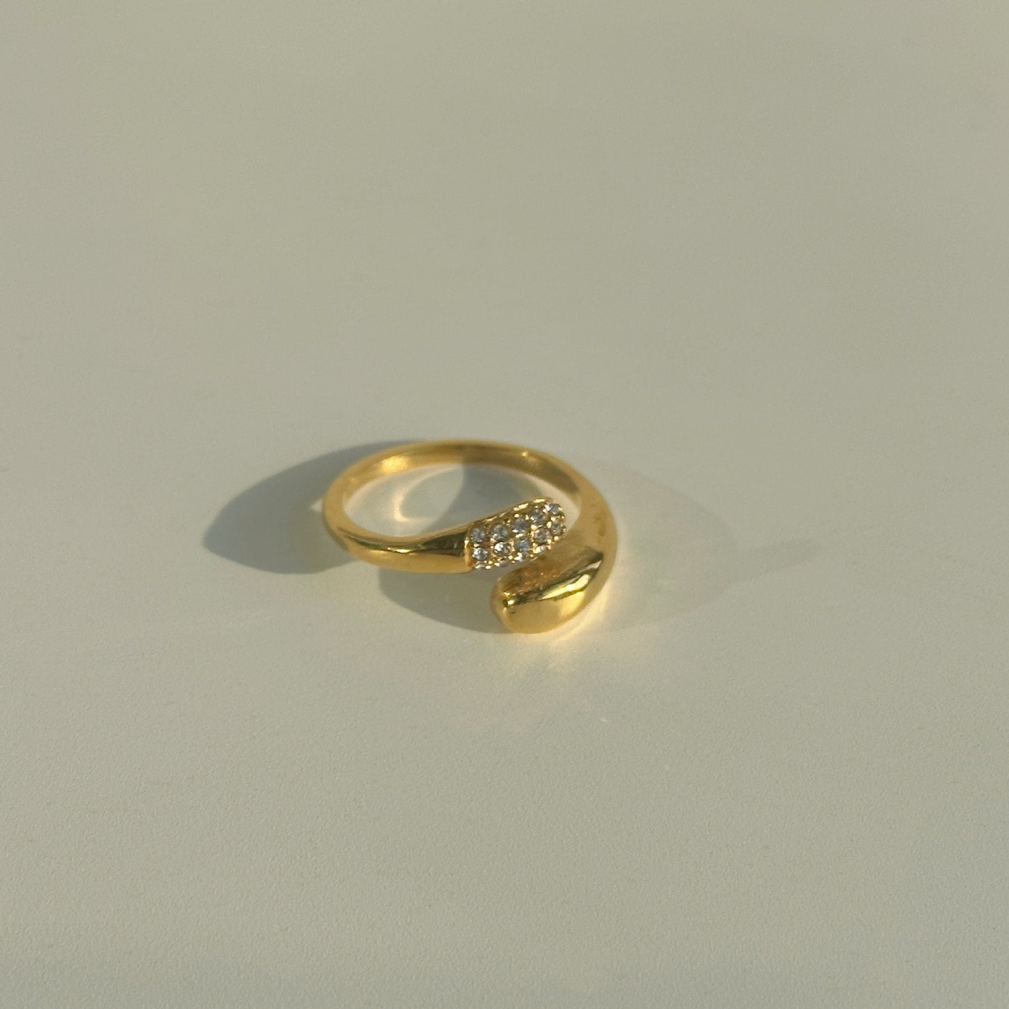 Wholesale Heart Shape Titanium Steel Zircon Adjustable Paperclip Ring