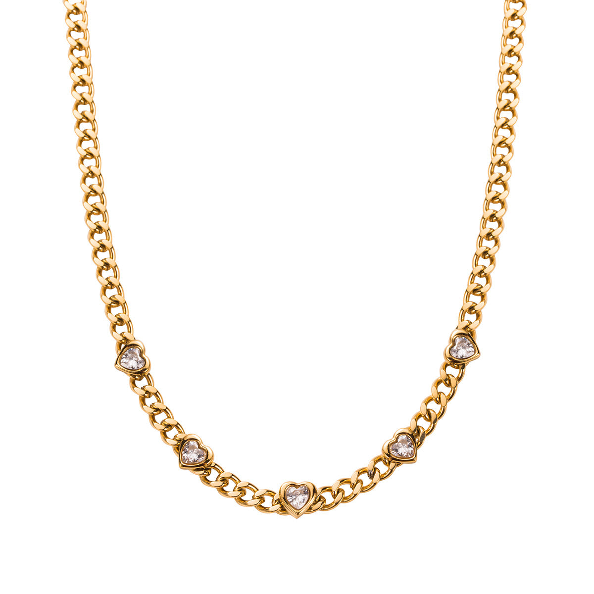 Simple Heart Shape Stainless Steel Bracelet and Necklace Set