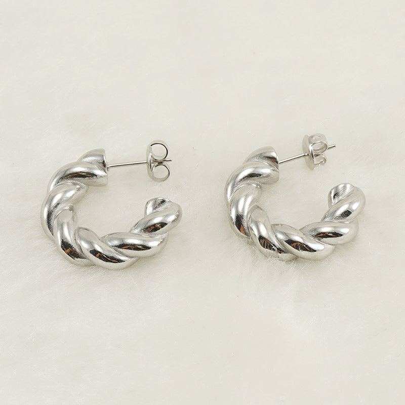 Fashion Geometric Twist Titanium Steel Hoop Earrings