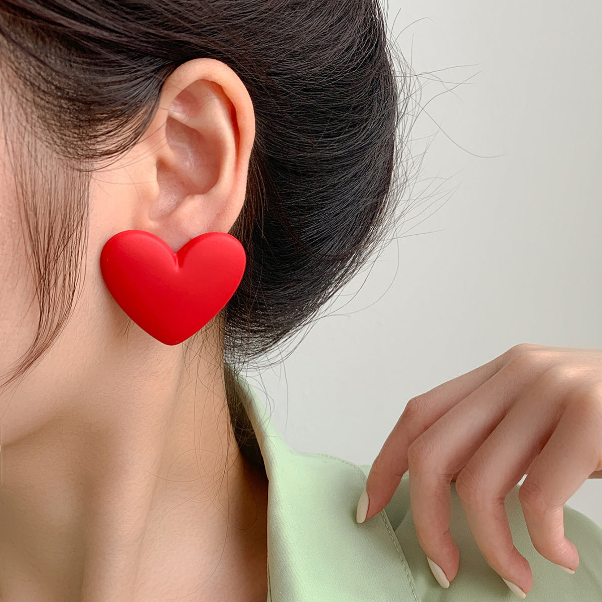 Candy Color Heart Stud Earrings - Macaron Multi-Color 925 Silver