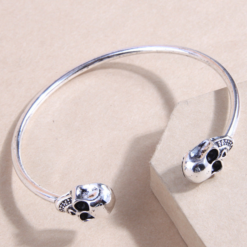 Vintage Geometric Skull Alloy Open Cuff Bracelet