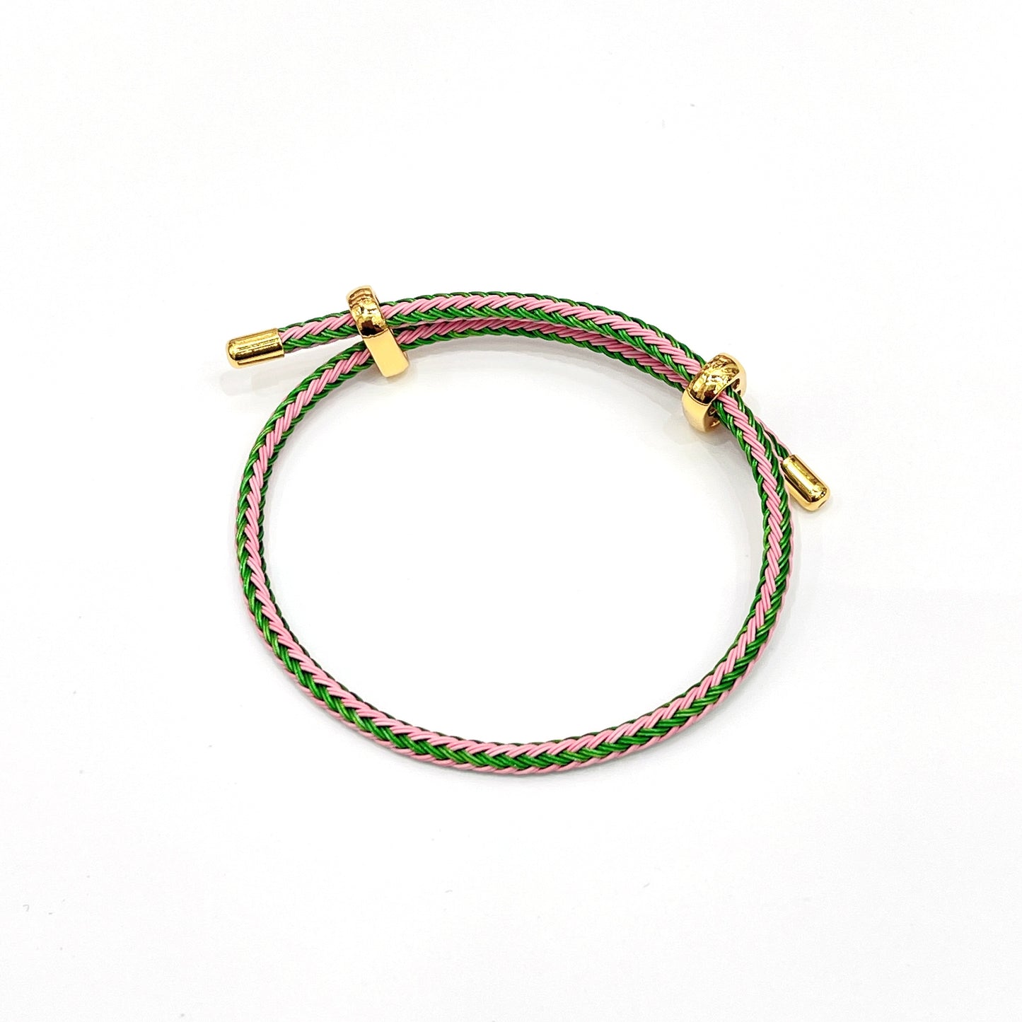 Adjustable Unisex Round Rope Bracelet with Steel Wire and Red String Charm