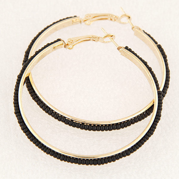 Fashion Jewelry Metal Bead Hoop Earrings