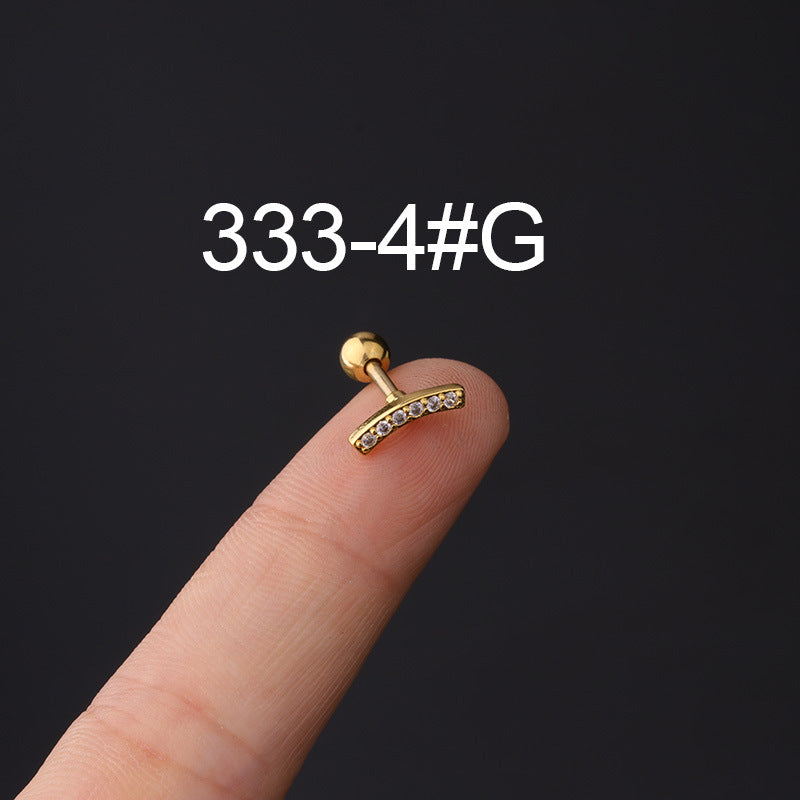 Zircon Copper Stud Earrings with Stainless Steel Screw Back