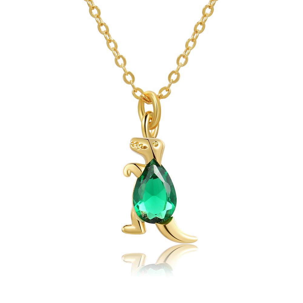 18K Gold Plated Dinosaur Zircon Pendant Necklace