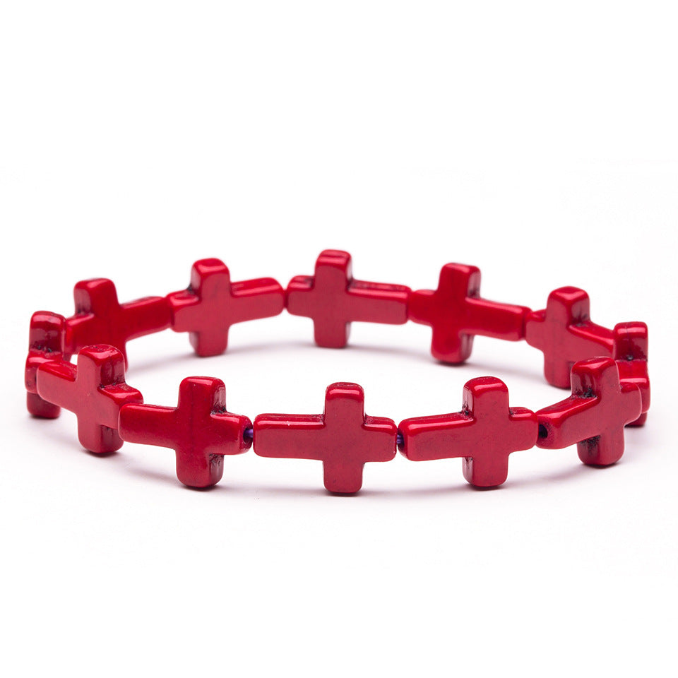 Turquoise Cross Bead Fashion Bracelet Jewelry Wholesale