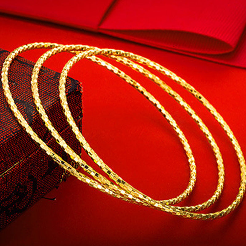 Simple Geometric Gold Plated Copper Bangle Bracelet